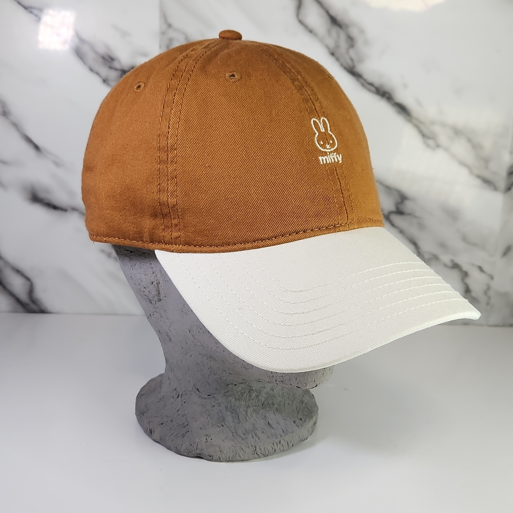 Miffy Hat. Tan Cap with White Accents. Cotton, adjustable